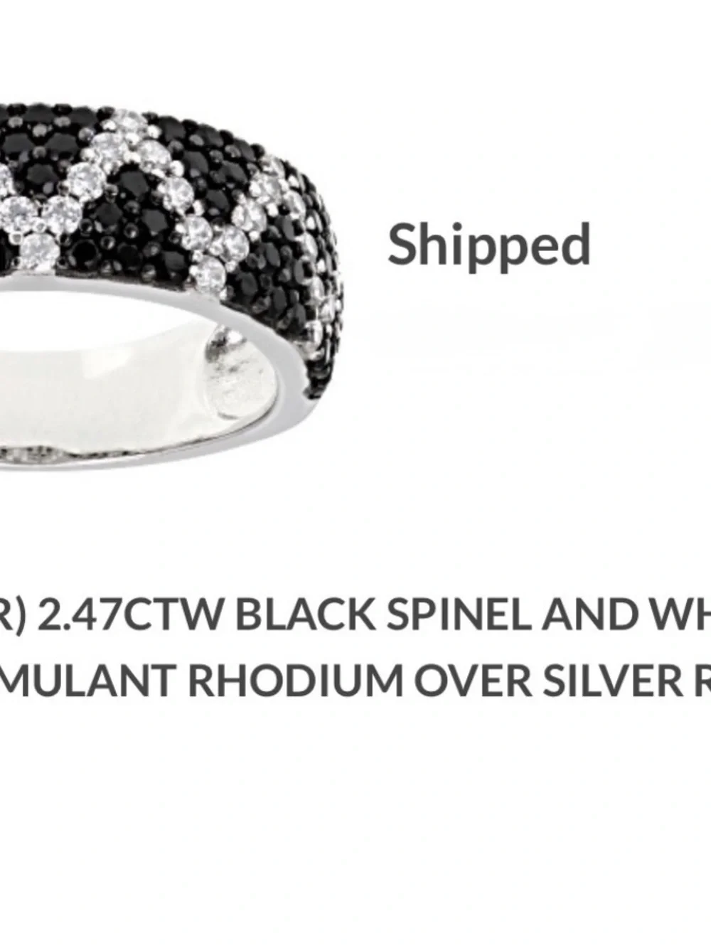 Bella Luce Black Spinel & White Diamond Simulant 925 Sterling Silver Ring Sz 12